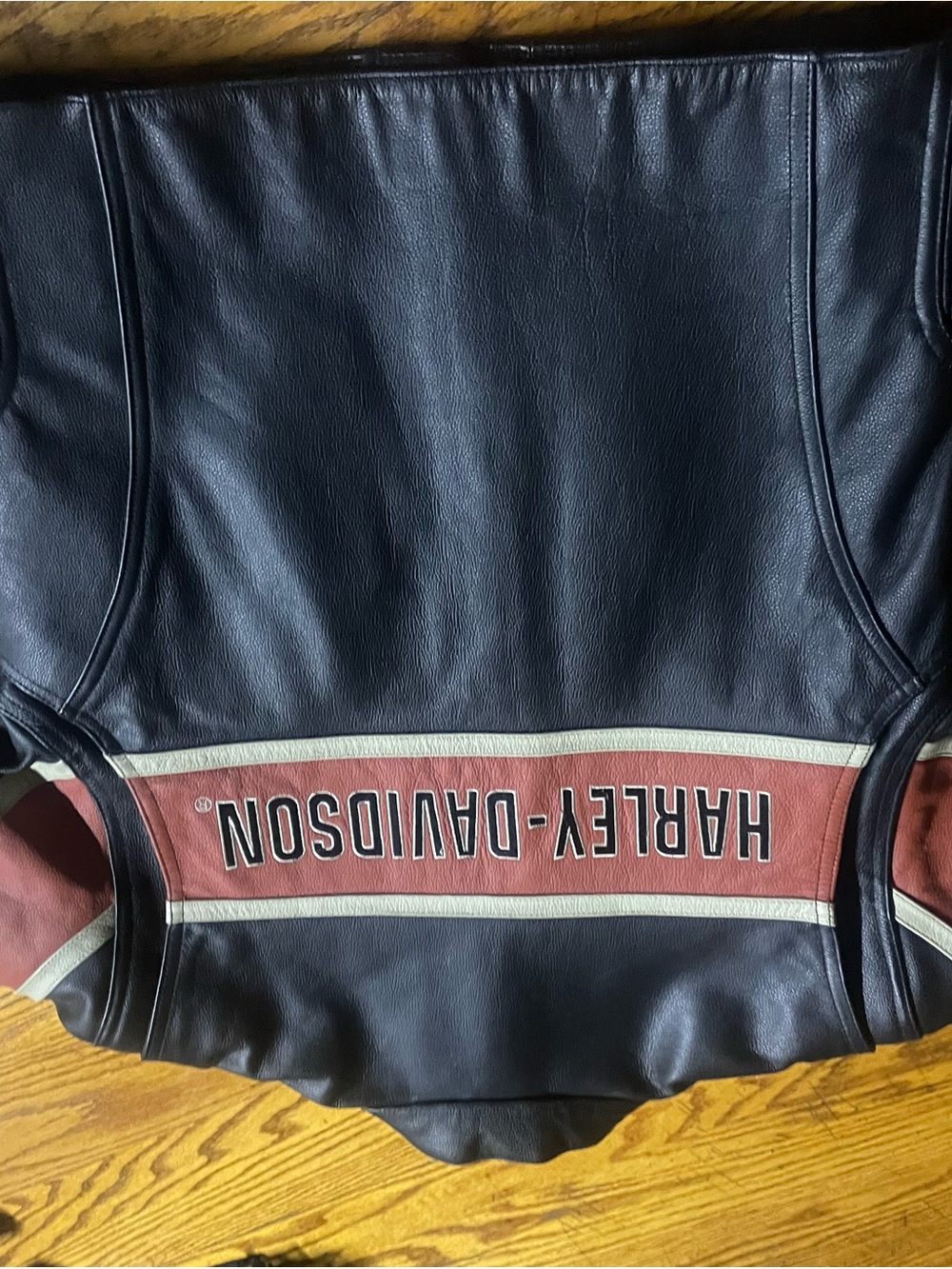 Harley-Davidson Black & orange Leather  Jacket. Victory lane